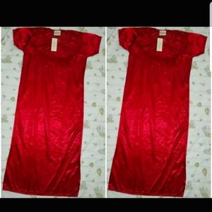 Set of 2 Night Gown Red Lingerie Sleepwear